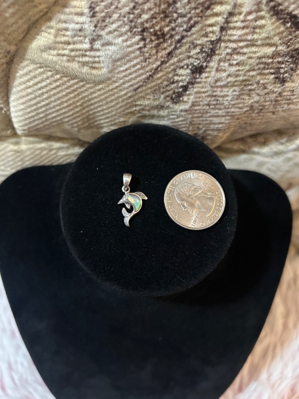 Vintage 925 Sterling Silver Abalone Dolphin Pendant